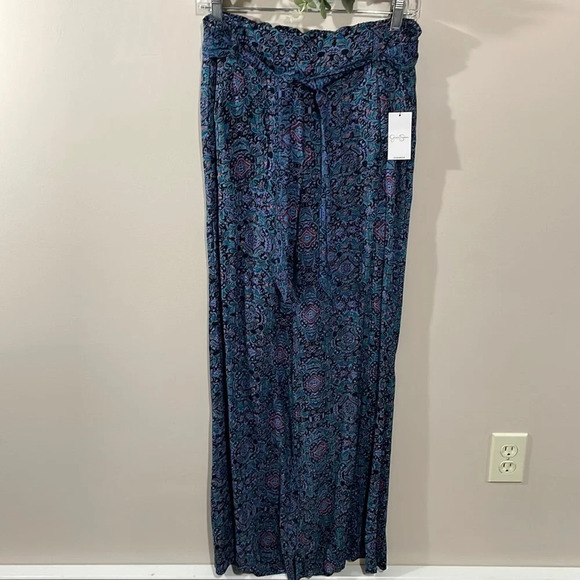 NWT Jessica Simpson Black Paisley Wide Leg Pants S - Picture 1 of 16